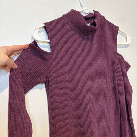 Splendid Sweater Dress Ribbed Women's Small Ribbed Mock Turtleneck Cold Shoulder - Picture 1 of 7